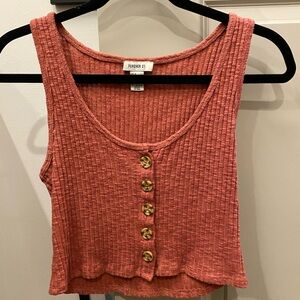 Forever 21 Pink Ribbed Crop Tank Top
